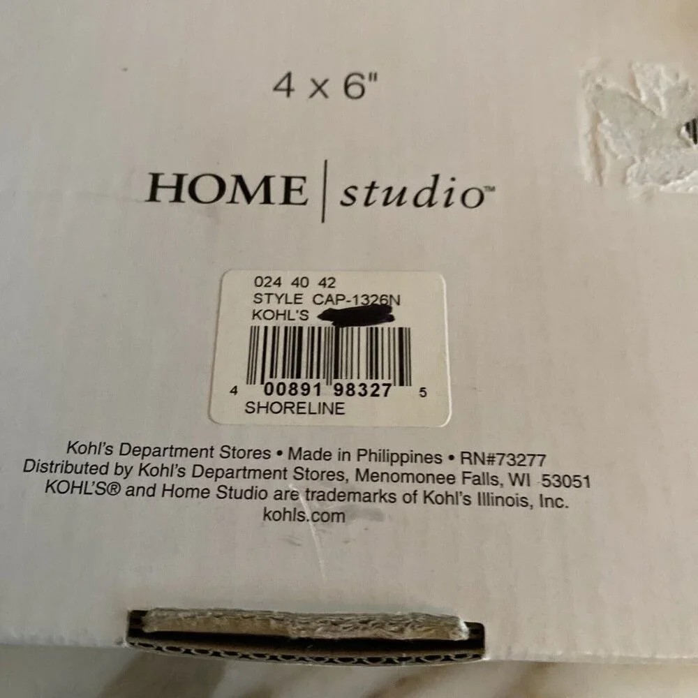 Home Studio Picture Frame Cream Shoreline Collection Capiz Shell Mosaic 4x6 NEW